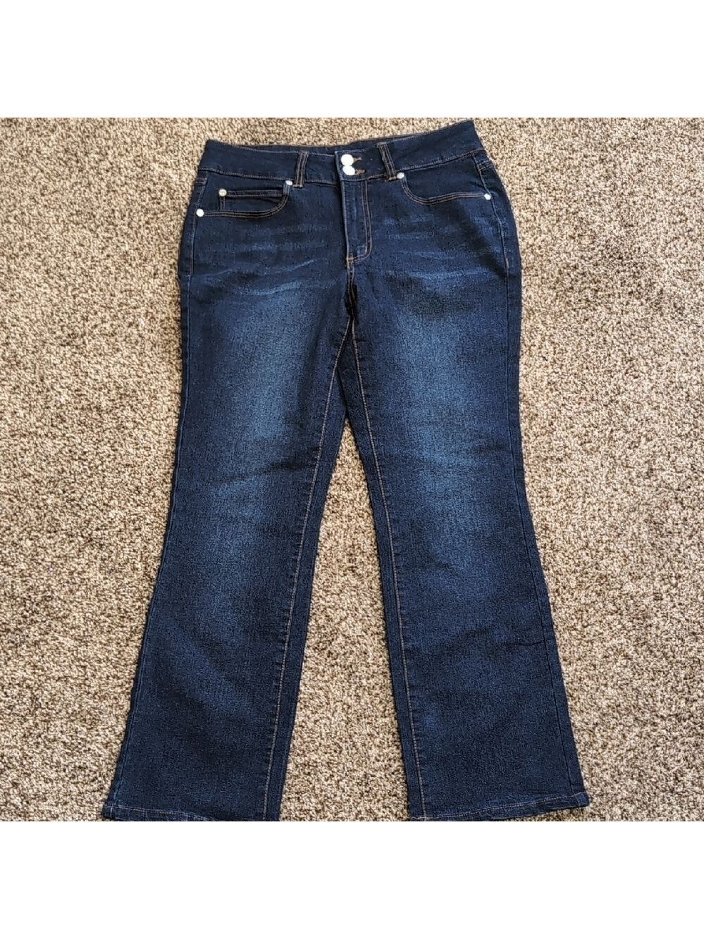 Tahari Daphne Double Button Miniboot Cut Jeans Size 10